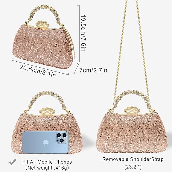 Purses for Women Rhinestone Formal Evening Bag Sparkly Diamond Handbag for Cocktail Prom Party Wedding