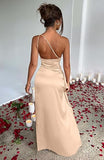 Women's Sexy One Shoulder High Split Cocktail Wedding Party Maxi Dress