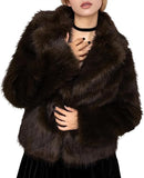 Women's Faux Fur Coat Fluffy Faux Fur Jacket Winter Furry Open Front Lapel Shaggy Parka Coats Outerwear