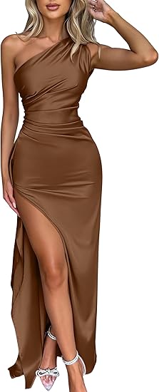Women's Sexy One Shoulder High Split Cocktail Wedding Party Maxi Dress –  Divahotcouture