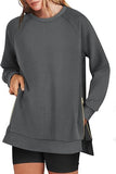 Women's Oversized Sweatshirts Crewneck Long Sleeve Tunic Pullover Shirts Side Zipper Hoodies 2025 Fall Clothes