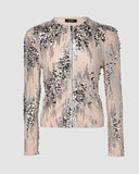 O-neck Long Sleeve Zip-up Sequin Coat