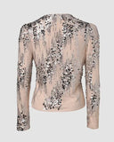 O-neck Long Sleeve Zip-up Sequin Coat