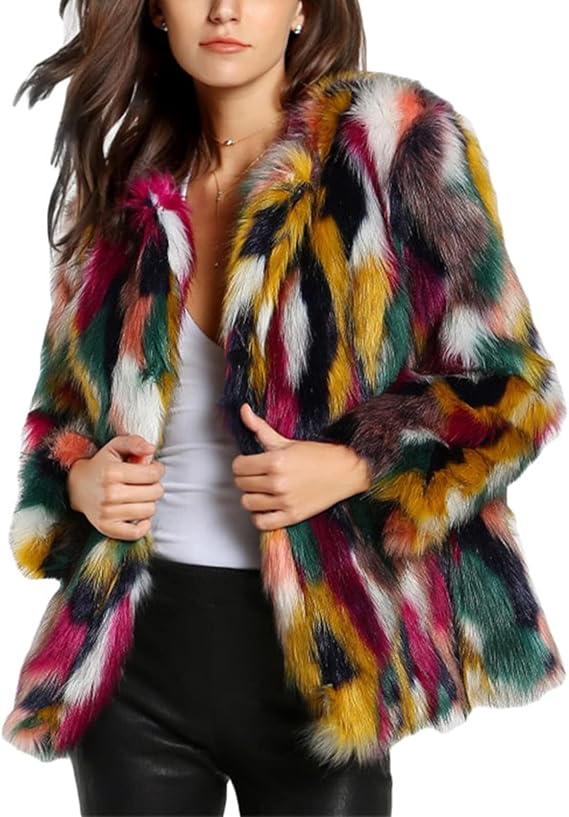 Faux Fur Coat Women Winter Fur Fluffy Jacket Multicolor Furry Coat Jackets