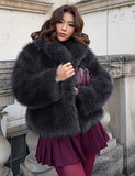 Women's Faux Fur Coat Fluffy Faux Fur Jacket Winter Furry Open Front Lapel Shaggy Parka Coats Outerwear