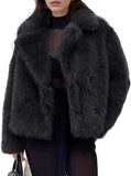 Women's Faux Fur Coat Fluffy Faux Fur Jacket Winter Furry Open Front Lapel Shaggy Parka Coats Outerwear