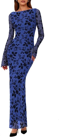 Women's Floral Bodycon Maxi Dress 2026 Spring Elegant Mesh Long Sleeve Divahotcouture Women's Floral Bodycon Maxi Dress 2026 Spring Elegant Mesh Long Sleeve Divahotcouture