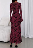 Women's Floral Bodycon Maxi Dress 2026 Spring Elegant Mesh Long Sleeve Formal Wedding Guest Cocktail Dresses