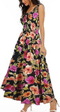 Women's 2026 Summer Boho Floral Print Tiered Casual Flowy Long Maxi Dress
