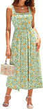 Midi Dresses for Women 2026 Spring Square Neck Tank Sleeveless A Line Casual Summer Sundresses with Pockets