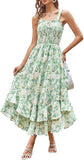 Women's 2026 Summer Floral Boho Dress Square Neck Strapped Swing A Line Sundress Beach Long Maxi Outfits