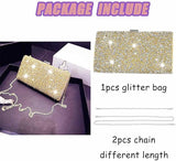 Rhinestone Clutch Purse Bling Evening Bag for Women Formal Dress Wedding Double Sided Diamond Handbag