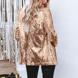 Blazer for Women Shimmer Jacket Casual Long Sleeve Glitter Party Shiny Lapel Coat Rave Lightweight Blazer Coat(S-3XL)