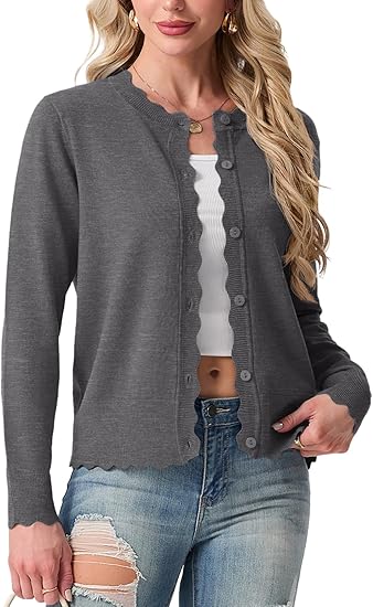 Cardigan Sweaters for Women Lightweight Crewneck Button Down Soft Knit Dressy Cardigans 2026