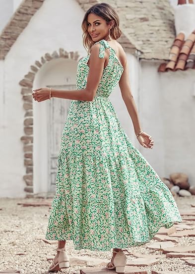 green flared sleeve dress Elegant Front Cut Out Maxi Dress main image 1