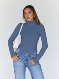 Women's Turtleneck Long Sleeve Shirts Fall Fashion Basic Thermal Underwear Tops Winter Clothes