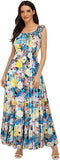 Women's 2026 Summer Boho Floral Print Tiered Casual Flowy Long Maxi Dress