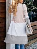Womens Boho Open Front Cardigan Colorblock Long Sleeve Loose Knit Lightweight Sweaters