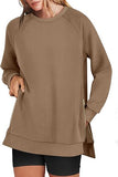 Women's Oversized Sweatshirts Crewneck Long Sleeve Tunic Pullover Shirts Side Zipper Hoodies 2025 Fall Clothes