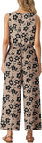 Two Piece Sets for Women Sleeveless Crop Top Wide Leg Pants Sweat Set