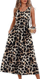 Summer Dresses for Women Flowy Casual Midi Dress Beach Vacation Sundresses with Pockets