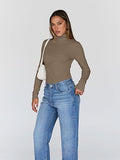 Women's Turtleneck Long Sleeve Shirts Fall Fashion Basic Thermal Underwear Tops Winter Clothes