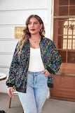 Womens Sequin Jacket Plus Size Sparkle Long Sleeve Jackets Front Zip Loose Casual Blazer Bomber Jacket with Pockets