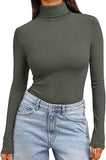 Women's Turtleneck Long Sleeve Shirts Fall Fashion Basic Thermal Underwear Tops Winter Clothes