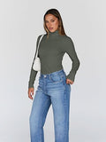 Women's Turtleneck Long Sleeve Shirts Fall Fashion Basic Thermal Underwear Tops Winter Clothes