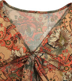 Women's 70s Country Concert Outfits Western Tops Paisley Boho Mesh Peplum V Neck Long Sleeve Blouse