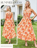 Women's 2026 Summer Floral Boho Dress Square Neck Strapped Swing A Line Sundress Beach Long Maxi Outfits