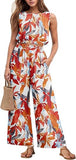 Two Piece Sets for Women Sleeveless Crop Top Wide Leg Pants Sweat Set