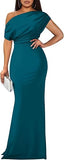 Women's Elegant Sleeveless Off Shoulder Bodycon Long Formal Party Evening Dress