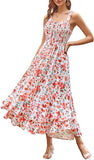 Women's 2026 Summer Floral Boho Dress Square Neck Strapped Swing A Line Sundress Beach Long Maxi Outfits