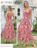 Women's 2026 Summer Floral Boho Dress Square Neck Strapped Swing A Line Sundress Beach Long Maxi Outfits