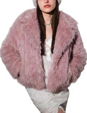 Women's Faux Fur Coat Fluffy Faux Fur Jacket Winter Furry Open Front Lapel Shaggy Parka Coats Outerwear