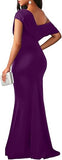 Women's Elegant Sleeveless Off Shoulder Bodycon Long Formal Party Evening Dress