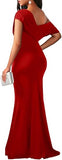 Women's Elegant Sleeveless Off Shoulder Bodycon Long Formal Party Evening Dress