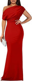 Women's Elegant Sleeveless Off Shoulder Bodycon Long Formal Party Evening Dress