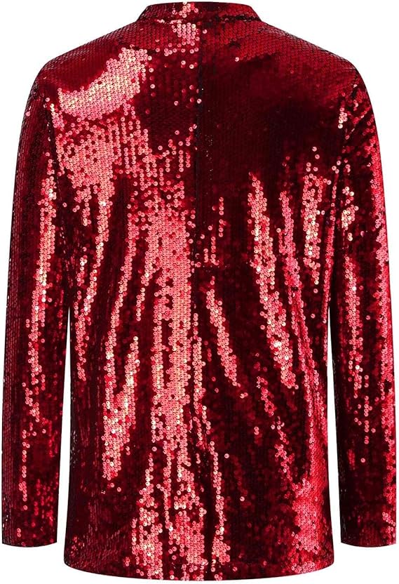 Blazer for Women Shimmer Jacket Casual Long Sleeve Glitter Party Shiny Lapel Coat Rave Lightweight Blazer Coat(S-3XL)