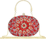 Clutch Purses for Women Evening Wedding Formal - Round Pearl Clasp Handbag - Crystal Diamond Bag