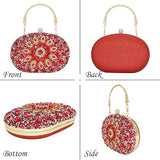 Clutch Purses for Women Evening Wedding Formal - Round Pearl Clasp Handbag - Crystal Diamond Bag