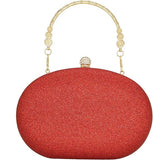 Clutch Purses for Women Evening Wedding Formal - Round Pearl Clasp Handbag - Crystal Diamond Bag