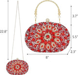 Clutch Purses for Women Evening Wedding Formal - Round Pearl Clasp Handbag - Crystal Diamond Bag