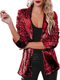 Blazer for Women Shimmer Jacket Casual Long Sleeve Glitter Party Shiny Lapel Coat Rave Lightweight Blazer Coat(S-3XL)