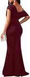 Women's Elegant Sleeveless Off Shoulder Bodycon Long Formal Party Evening Dress