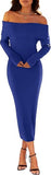 Women's Winter Off Shoulder Bodycon Sweater Dress 2026 Spring Formal Long Sleeve Elegant Club Party Midi Dresses
