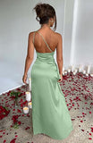 Women's Sexy One Shoulder High Split Cocktail Wedding Party Maxi Dress