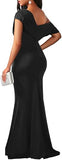 Women's Elegant Sleeveless Off Shoulder Bodycon Long Formal Party Evening Dress
