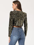 Women's Sequin Shrug Open Front Collarless Glitter Sparkly Crop Blazer Jacket(up to 3XL)